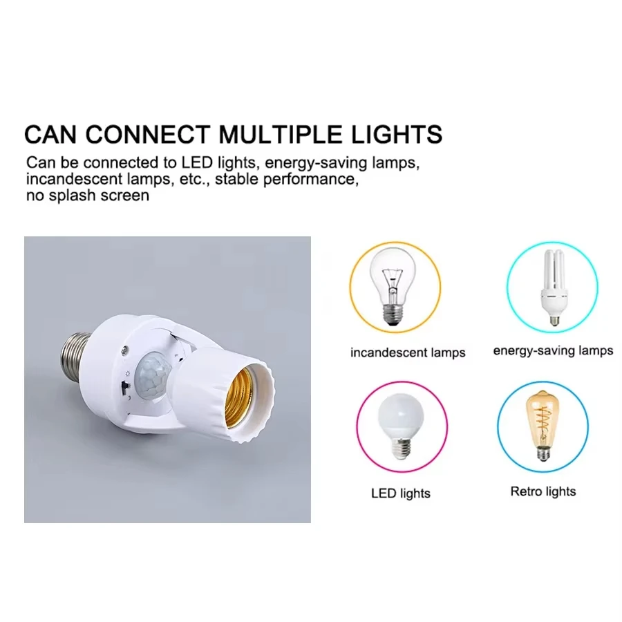 الذكية محس حركة ضوء لمبة حامل E27 PIR التعريفي الاستشعار محول قاعدة مصابيح محول التلقائي LED التبديل التيار المتناوب 110 فولت 220 فولت