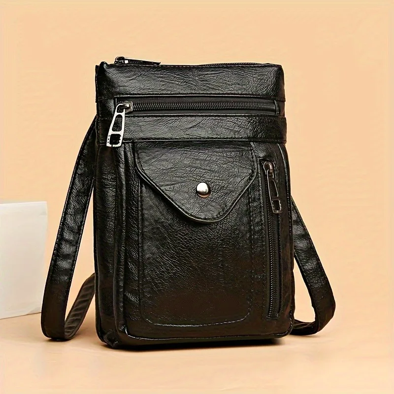 Vintage Women's Leather Crossbody Bags, Fashion Multi-layer Shoulder Bag, Suitable for Commuting, Banquets and Other Occasions
