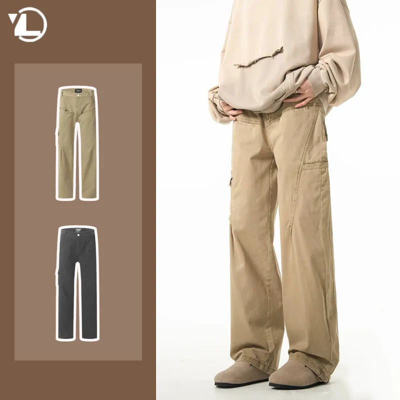 American Multi Pocket Tooling Pants Mens Street Trend Unisex Straight Leg Overalls Spring Outdoor Functional Charge Trousers