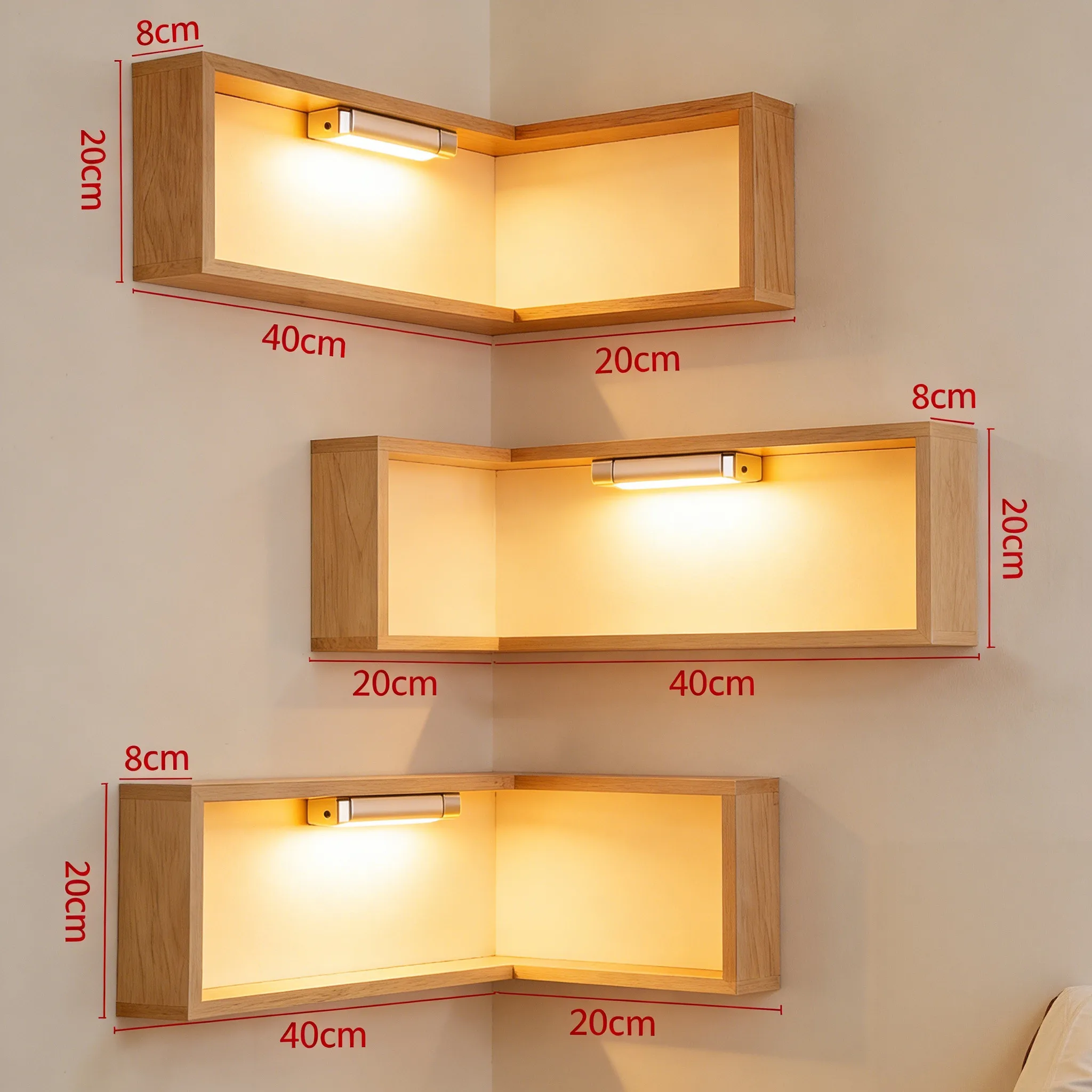 Custom design Wall shelf Solid wood non-punching corner hanging yang corner shelf Corner living room creative blind box display