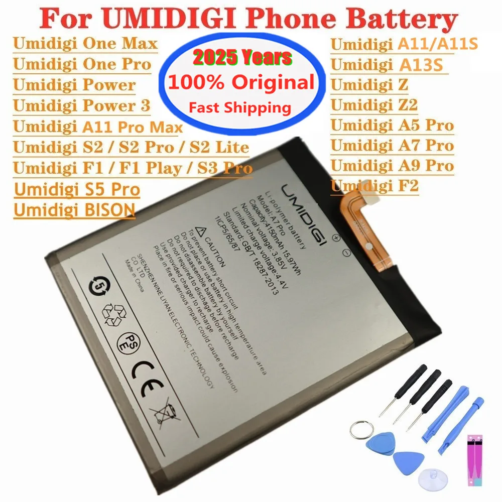 2025 Original Battery For UMI Umidigi A11S A13S A11 Pro Max A5 A7 A7S A9 Pro Bison GT2 X10S X10G F2 F1 G1 Power 3 S2 S3 S5 Pro