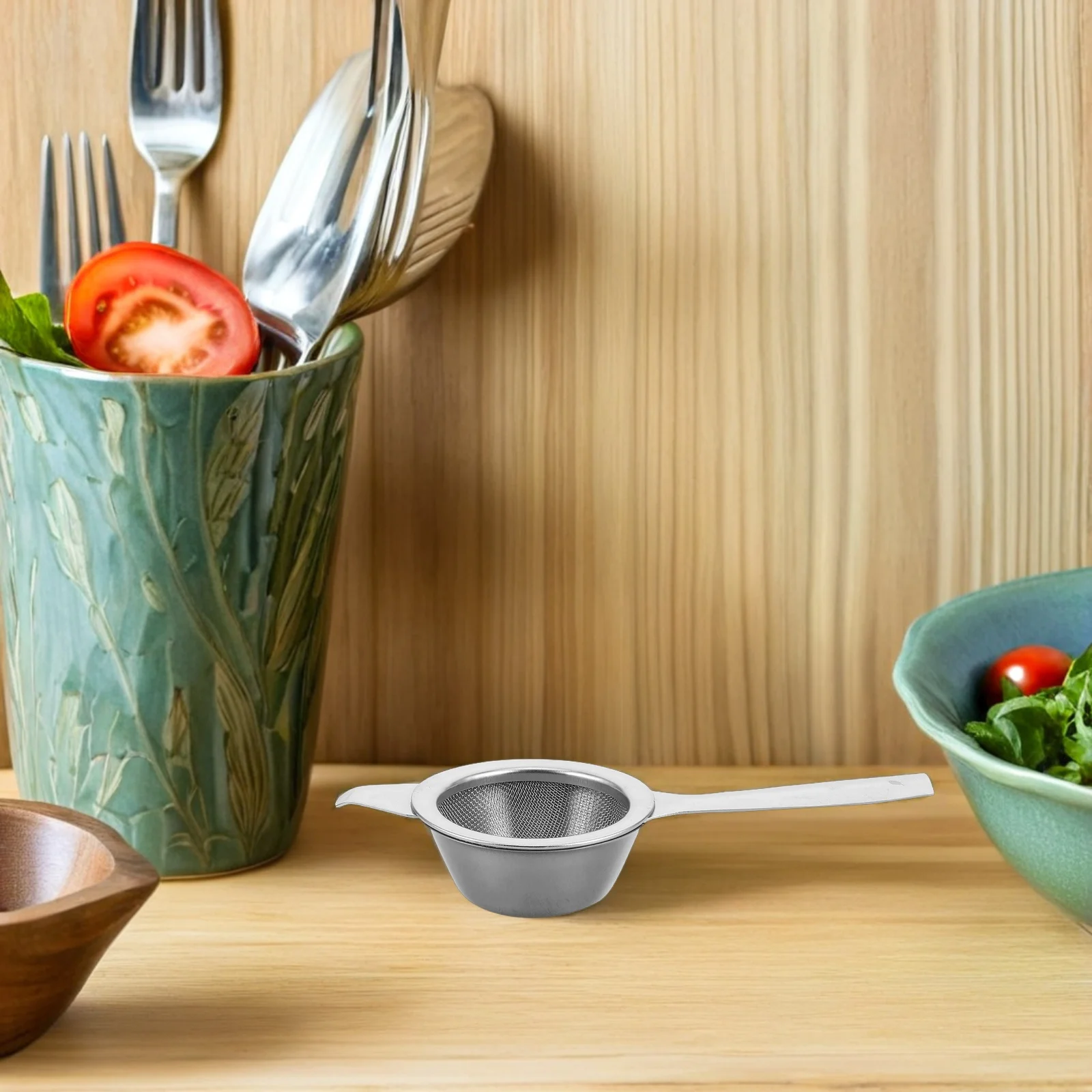 

Stainless Steel Fine Mesh Tea Strainer Long Handle Loose Leaf Infuser Drip Tray Tea Brewing Accessories Kitchen Sifter