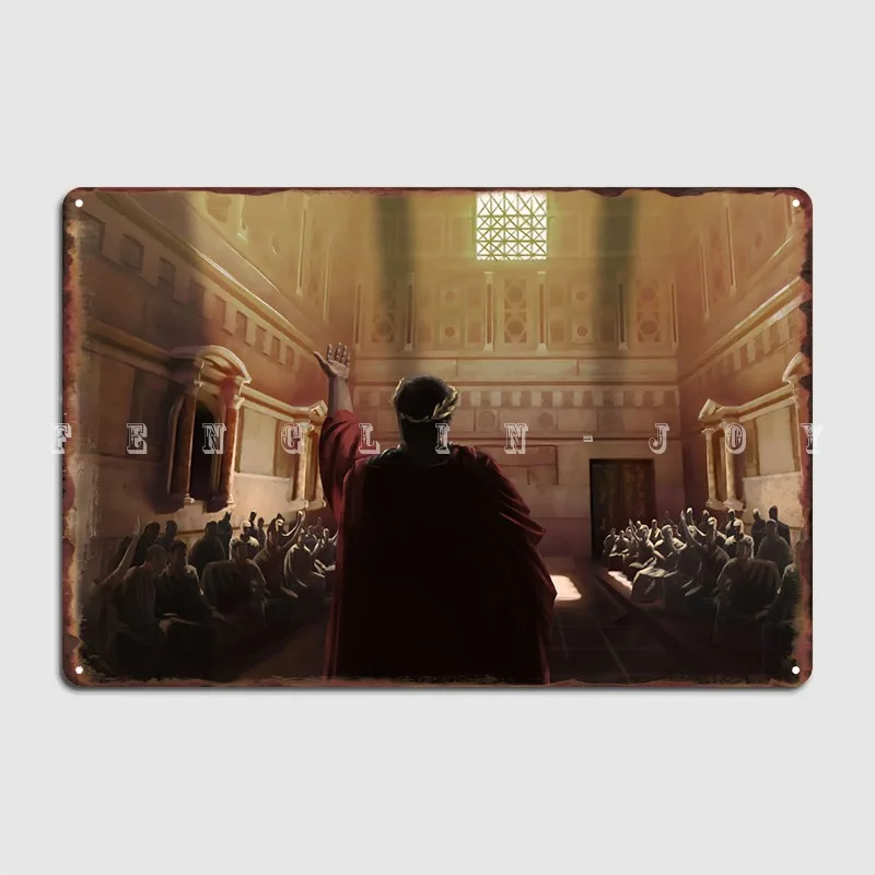 Julius Caesar And Senators Metal Sign Wall Mural Club Bar Create Wall Plaque Tin Sign Poster