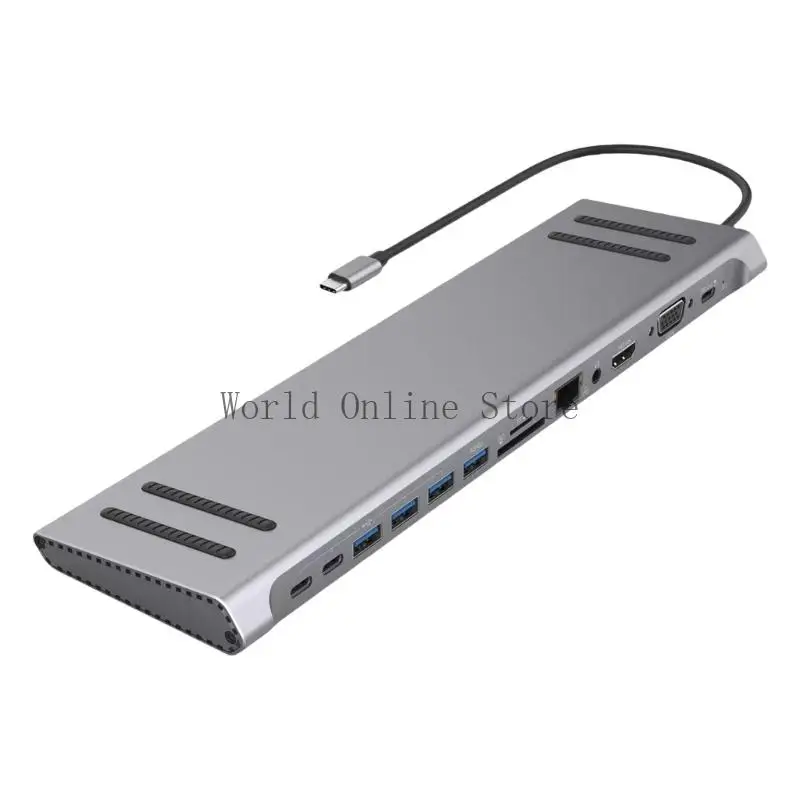 

14 в 1 тип C Hubs Multiports Adapter с HDMIS VGA PD3.0 Ethernet RJ45 TF CARD USB C PORT для смартфонов ноутбуков 87HC