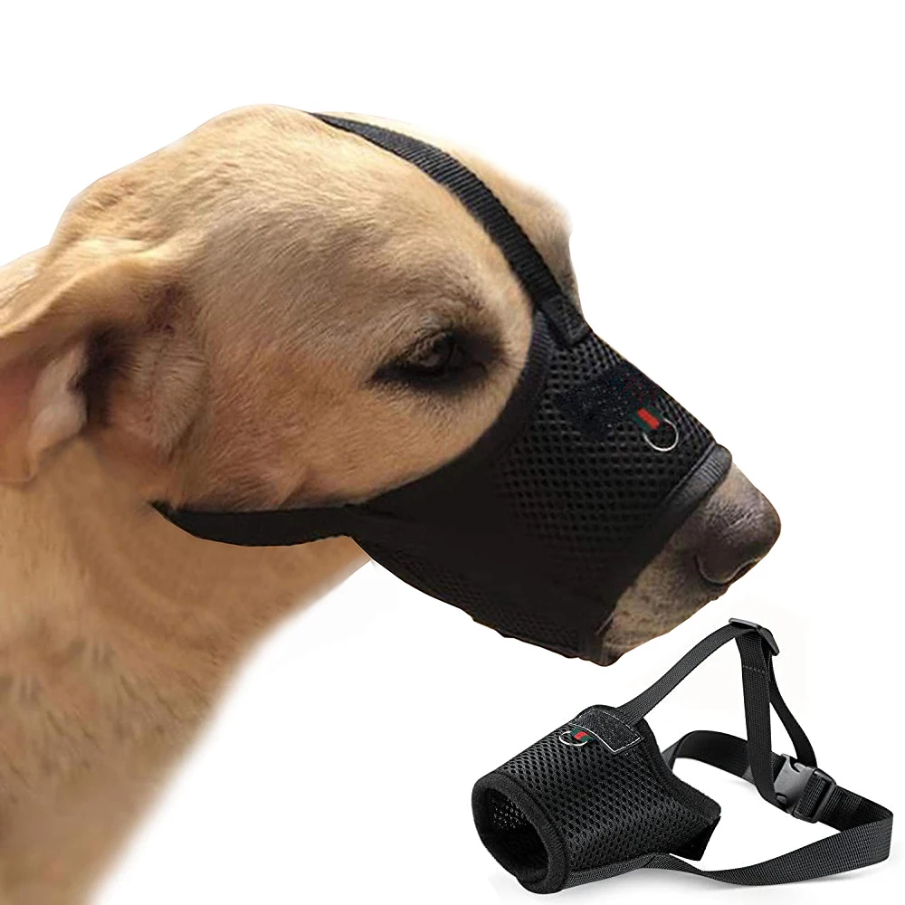 

Dog Muzzle, Adjustable Pets Muzzle Mesh Breathable Nylon Soft Muzzle Anti-Biting Barking Mouth Cover for Small Medium Large Dogs