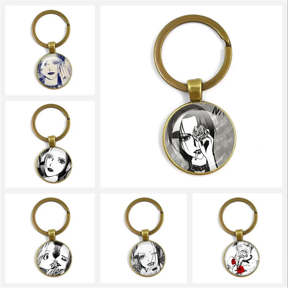 Ai Yazawa Osaki Nana Glass Cabochon Anime Keychain Keyring Jewelry Fans Gifts Bag Pendant Keychains