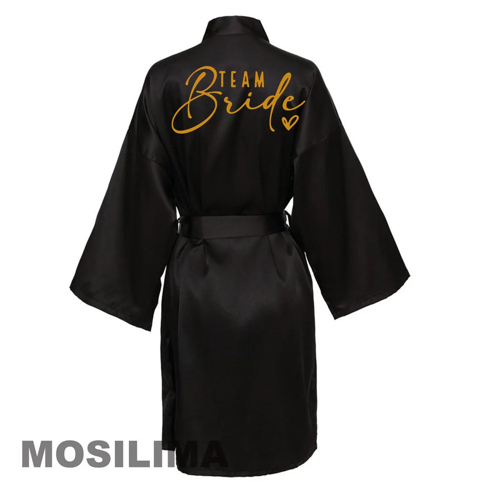 Bride Bridesmaid Wedding Robe Kimono Bathrobe Gown Nightgown Casual Satin Short Women Sexy Nightwear Sleepwear SP226
