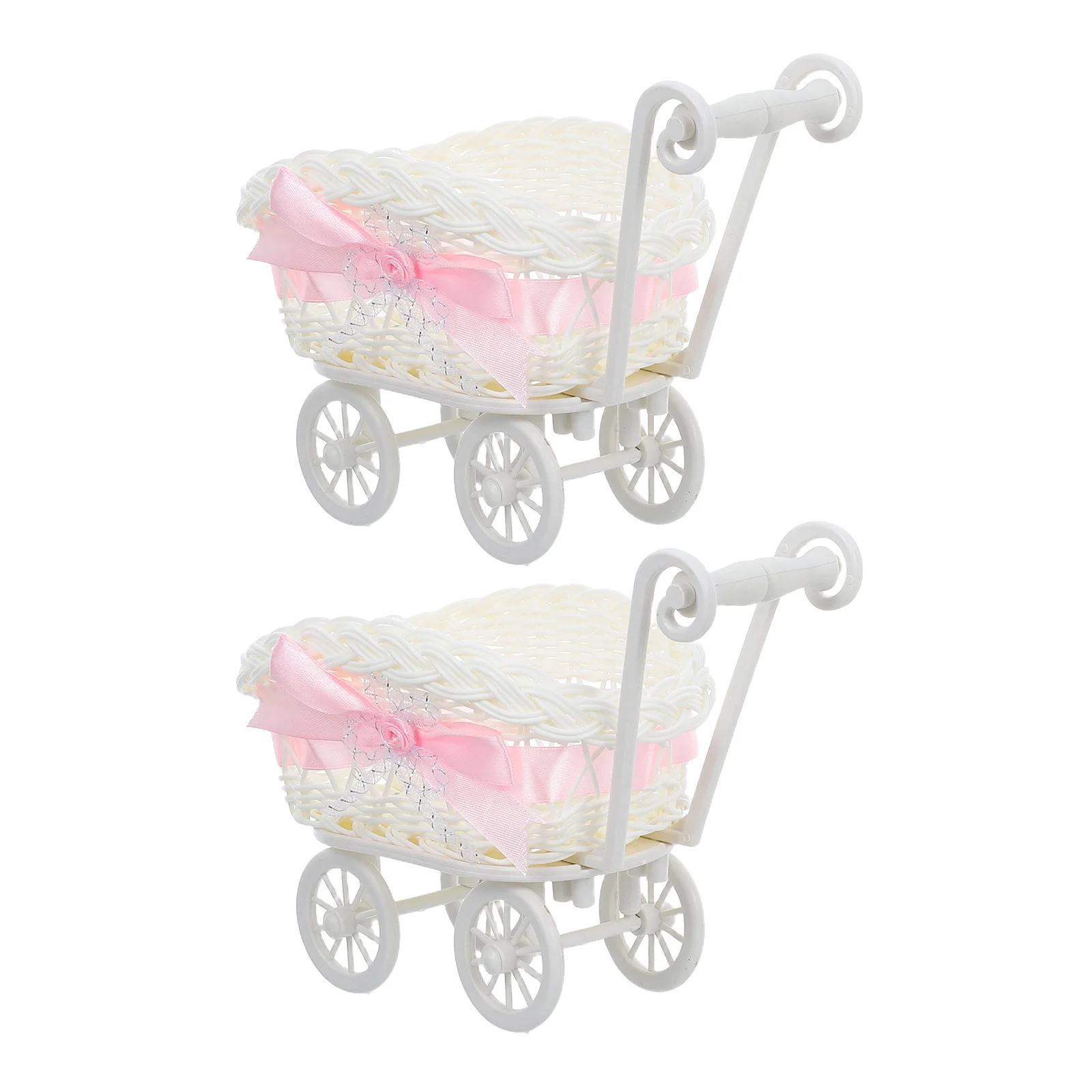 

2Pcs Cart Basket Storage Organizer Candy Holder Shower Wedding Party Gift Display Shower Decors Candy Serving Basket