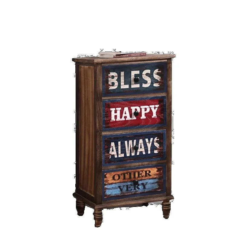 American retro solid wood lockers, old chest cabinets, four or five drawer cabinets, living room, bedroom storage cabinets