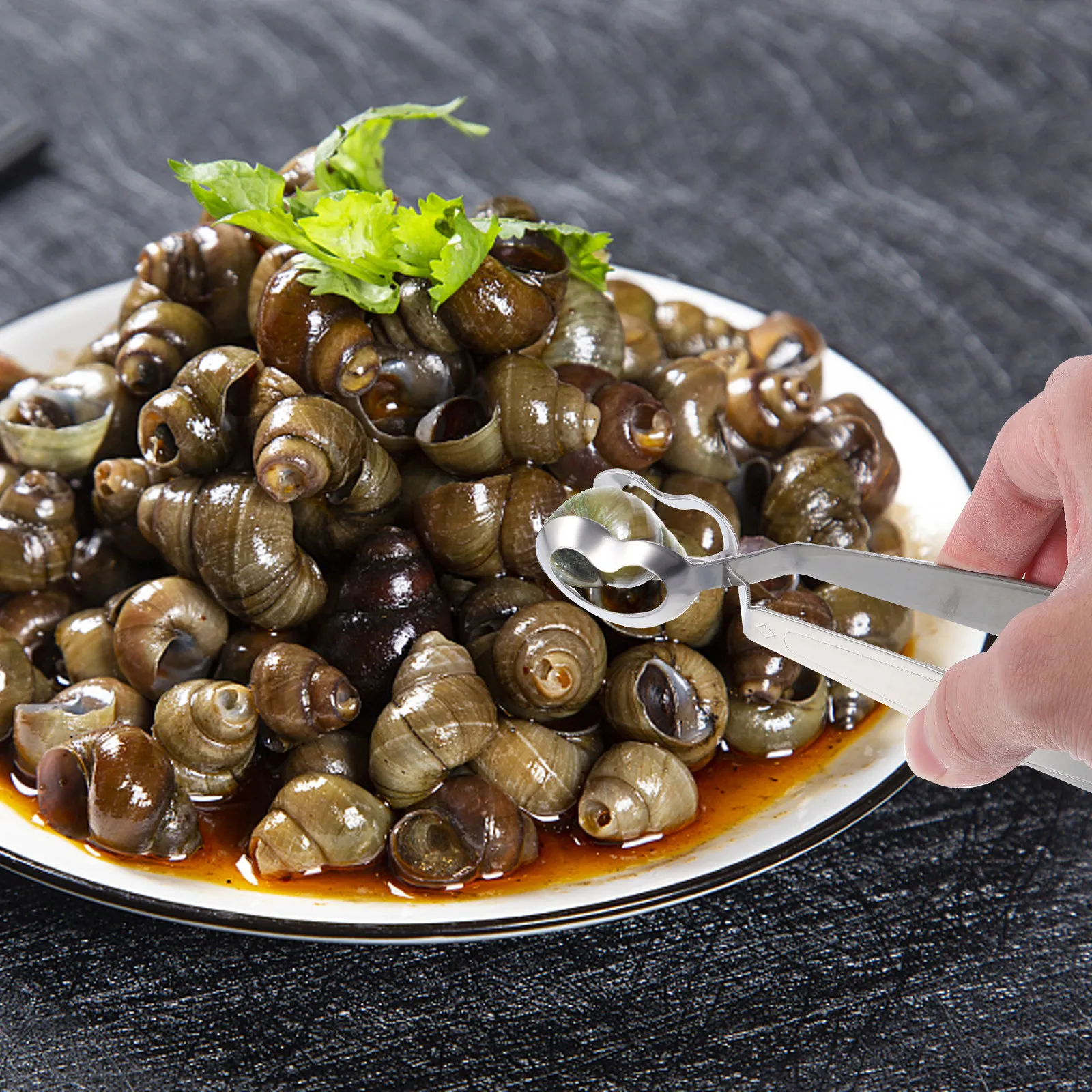 1Set Stainless Steel Snail Plate Large Escargot Dish Baking Pan High Temperature Resistant Restaurant Serving Tray Kitchen