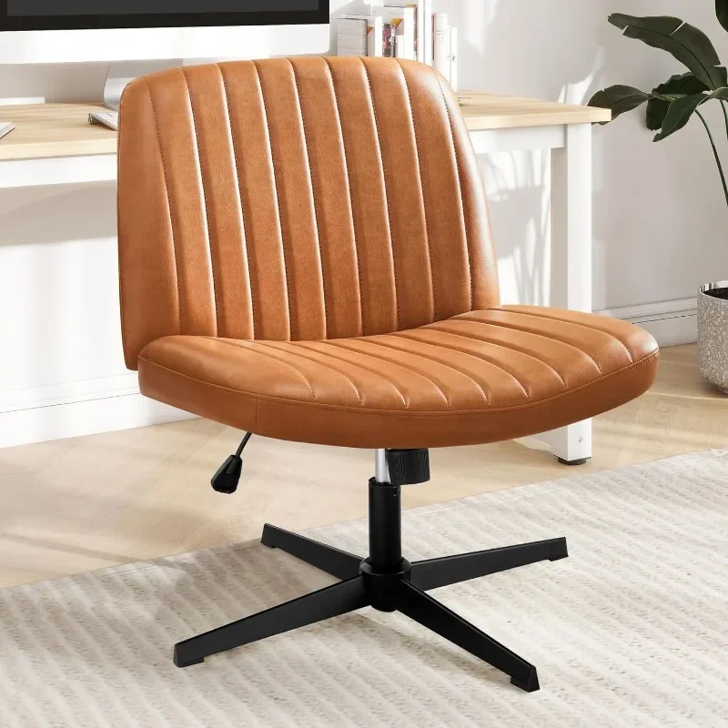 

Criss Cross Legged Office, Wide Comfty Desk, Wheels Armless Computer Task, Swivel Vanity Home Chair, Height Adjustable