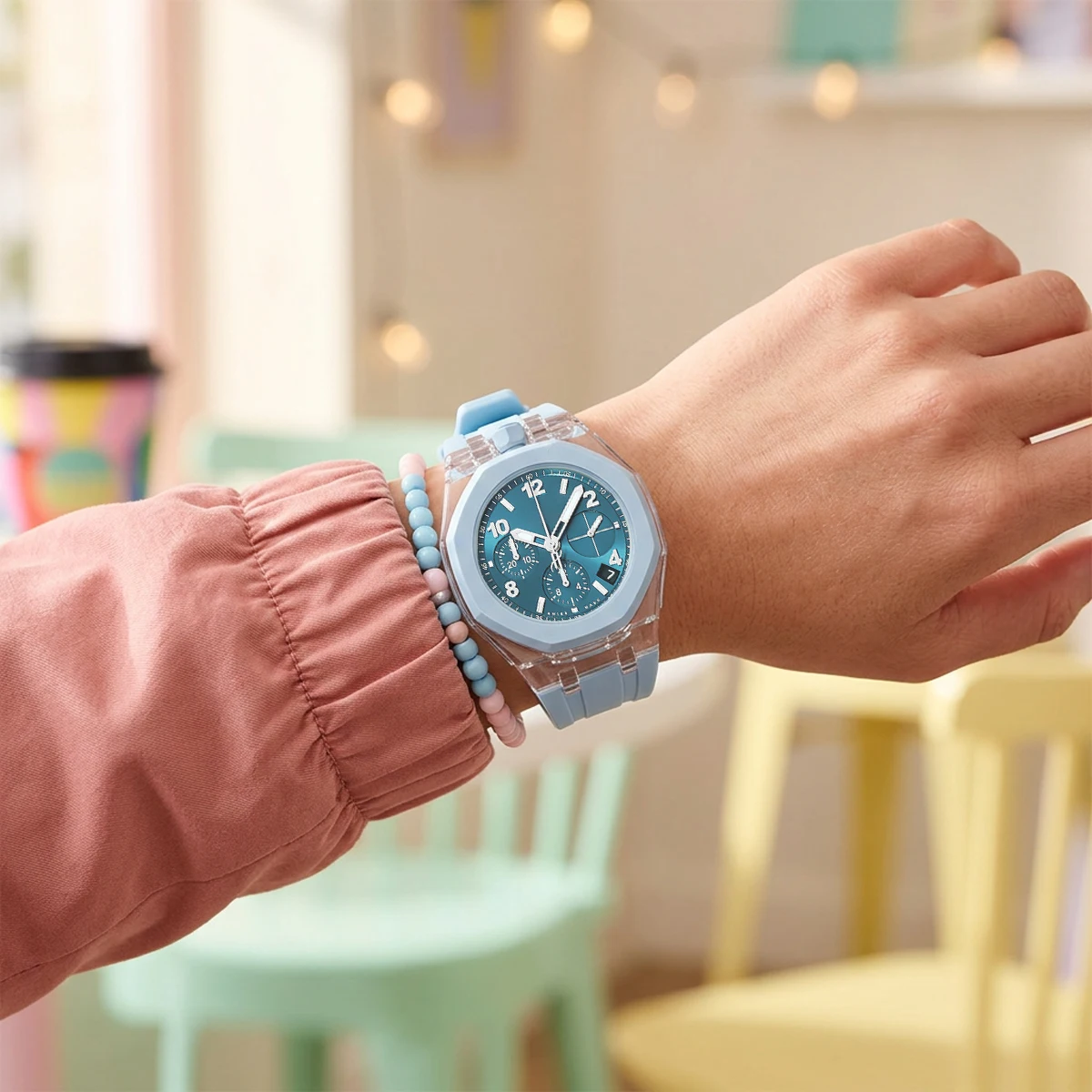 Transparent Glacier Style PC Watch Case + Rubber Strap Pocket Changer To Wristwatch Modification Kit for Swatch X AP Royal POP