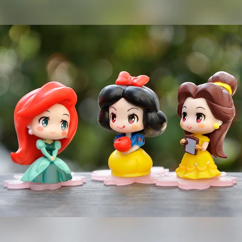 9 buah/set mainan tokoh aksi putri Disney putih salju Rapunzel Ariel Cinderella boneka Belle Mulan hadiah Natal ulang tahun anak perempuan