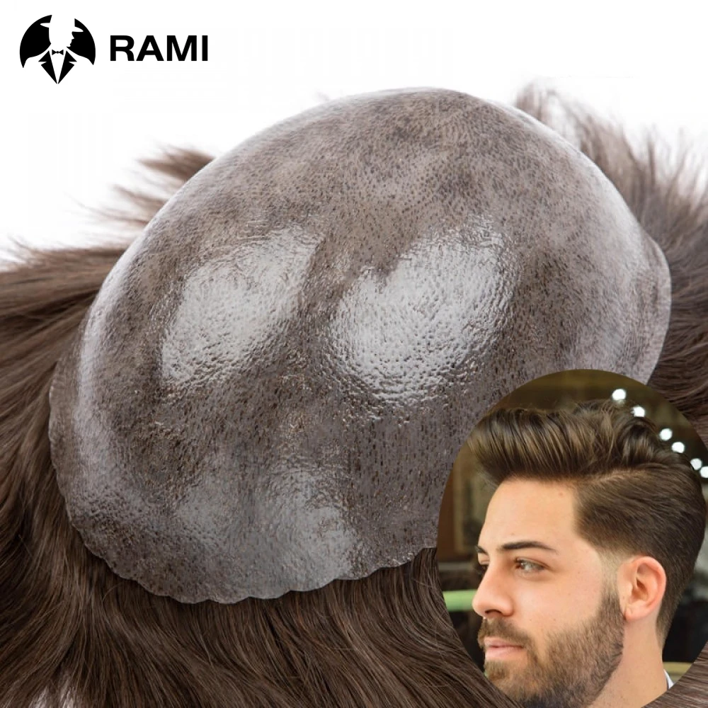 Tupé de piel de inyección para hombres, peluca completa de PU duradera de 0,12mm, prótesis de cabello masculino Natural, sistema de cabello humano 100%, peluca capilar para hombres