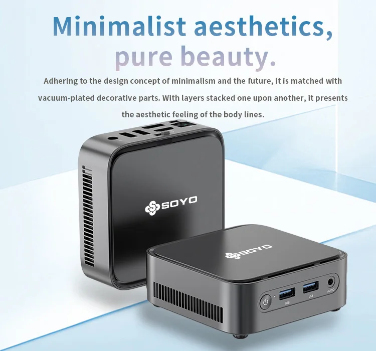 SOYO M4 Power Mini PC AMD Ryzen 3 3250C Processor 8GB DDR4 RAM 256GB M.2 SSD Window 11 PRO WiFi5+BT5.2 High Performance Micro Home Office Computer