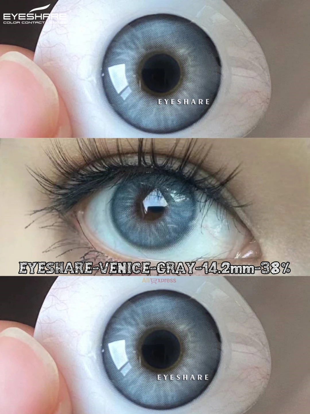 EYESHARE 2Pcs Colored Contact Lenses Gray Contact Soft Naturally Cosmetics Colored Lenses Blue Beautiful Pupils Yearly use