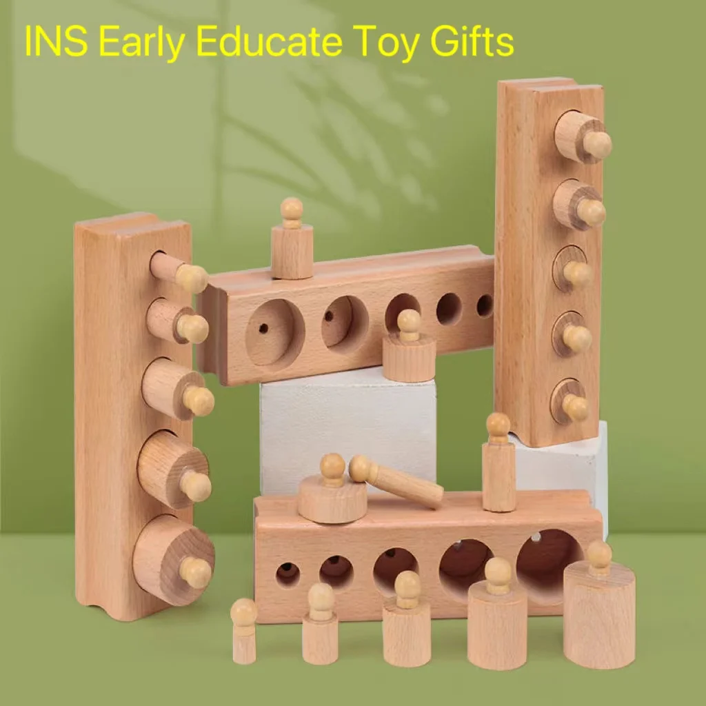 

Wooden Montessori Early Education Socket Cylindrical Creative Kindergarten Preschool Tools Birthday Party Kids Sensory Toy Gifts