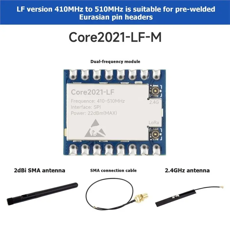 AA60 Core2021-LF LoRa Dual Band Module 410MHz-510MHz LR2021 Low Power Multi-Protocol IoT LoRaWAN for Smart Home