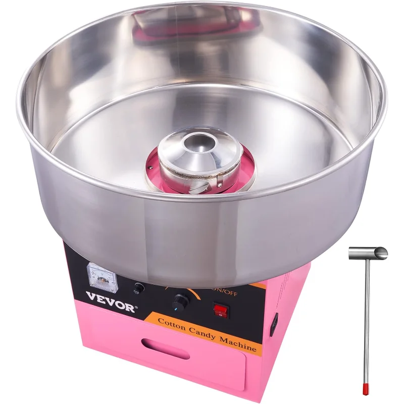 VEVOR Macchina elettrica per zucchero filato, filo interdentale commerciale da 1000 W con ciotola in acciaio inossidabile, paletta per zucchero e cassetto, perfetta