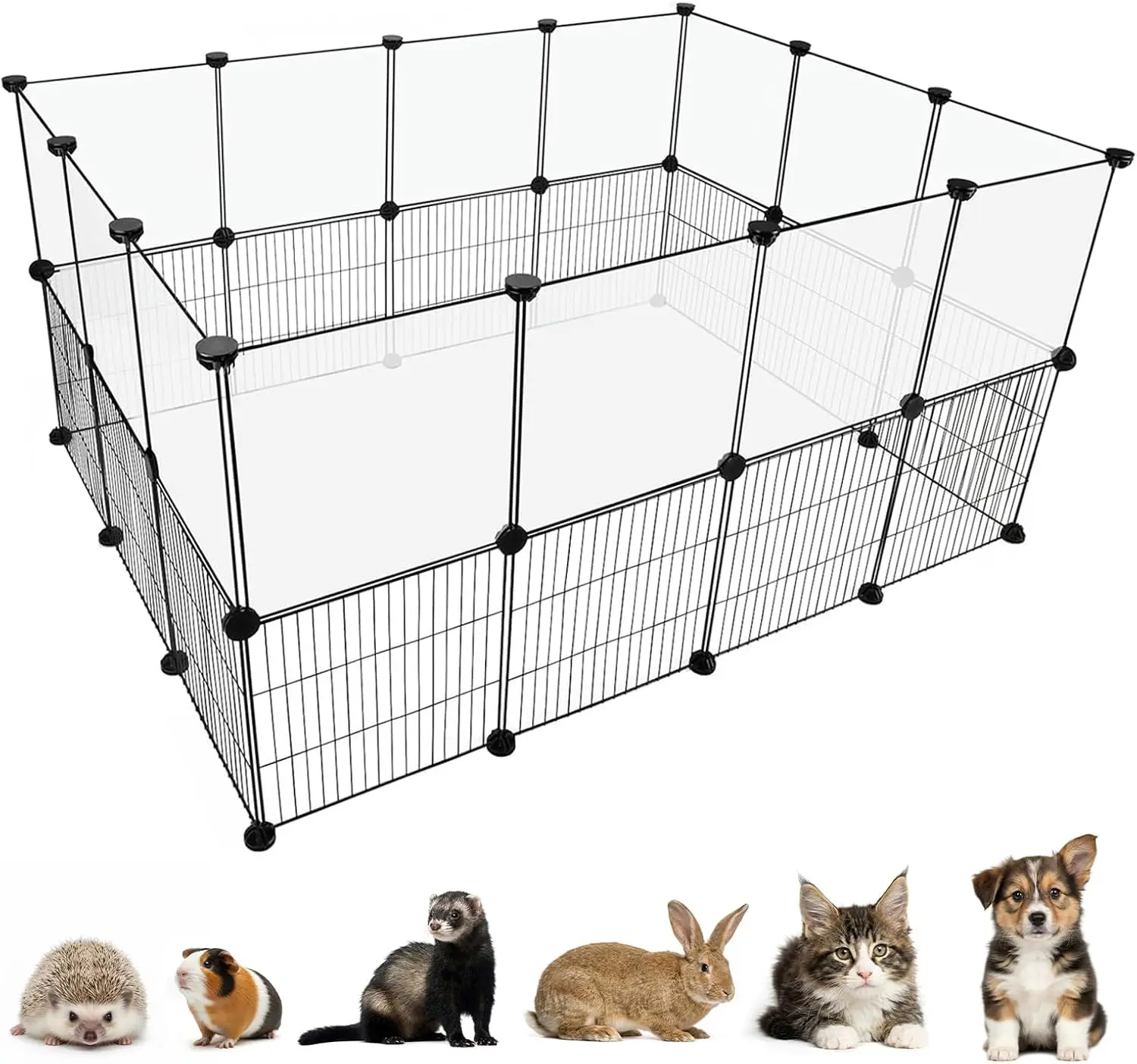 

Прозрачный вольер для домашних животных, 28 панелей, расширяемый, для мелких животных