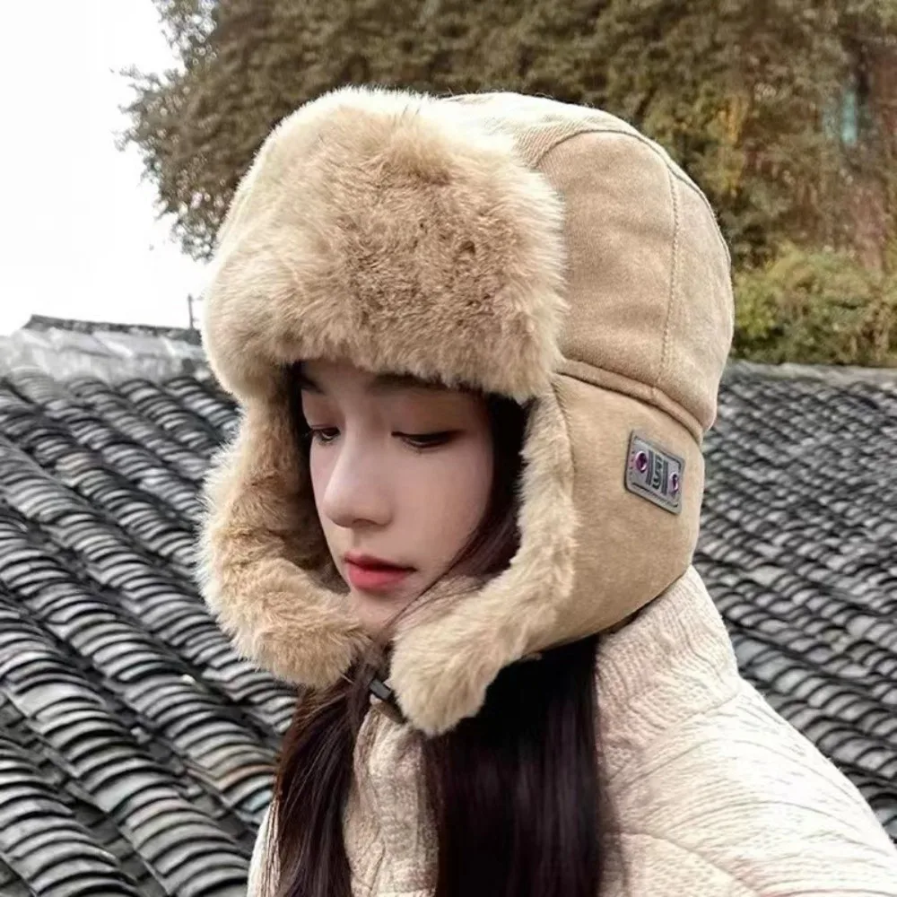 Fashion Thick Bomber Hat with Ear Flaps Faux Fur Ear Protectors Hats Waterproof Keep Warm Winter Hat Female