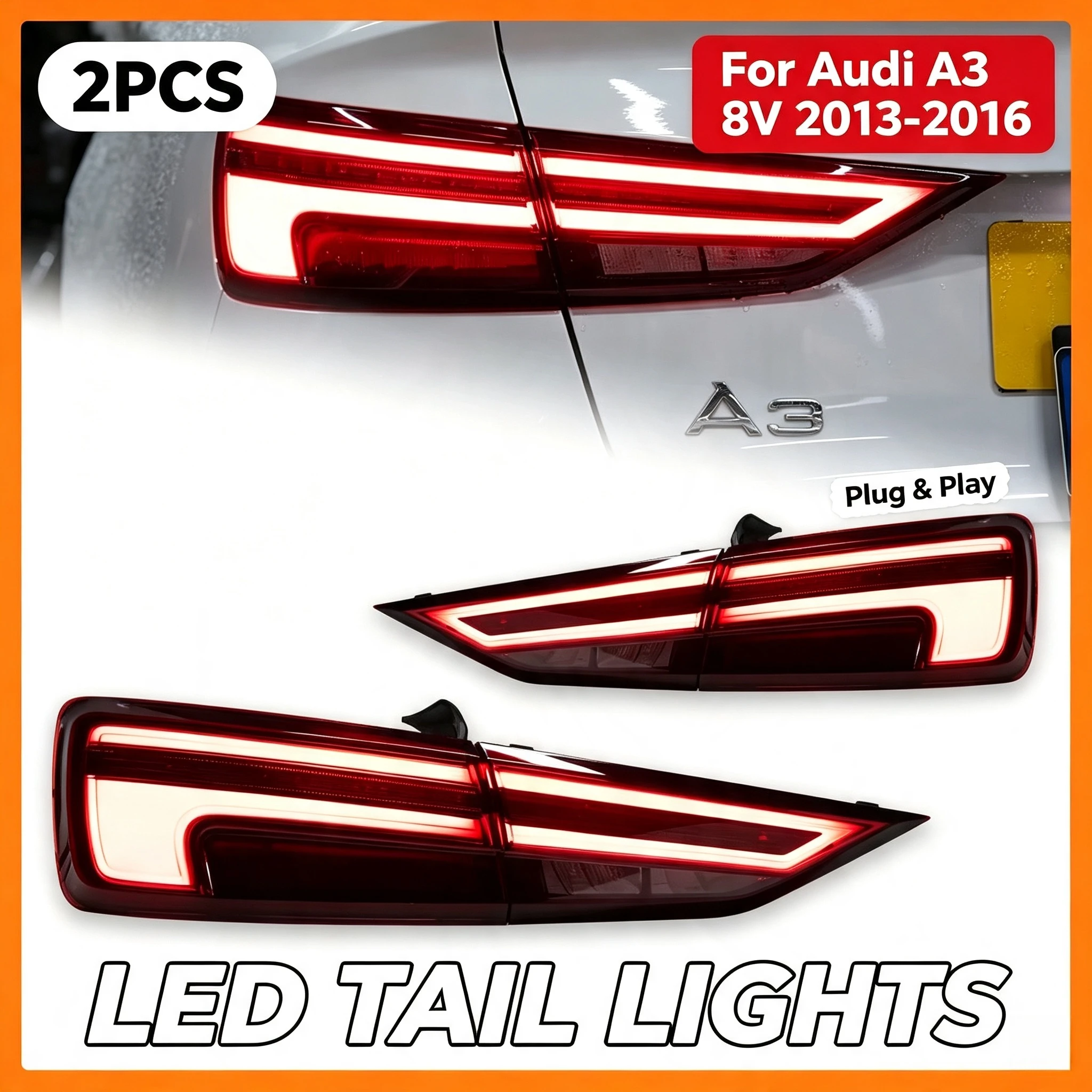 LED-Rückleuchte für Audi A3 8V 2013-2016 S3, sequenzielle Nebel-, Brems- und Blinkleuchte, Ersatzleuchten-Baugruppe
