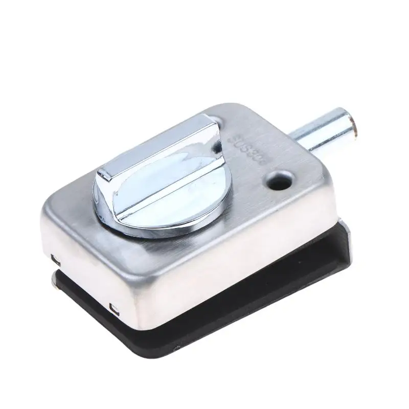 304 Stainless Steel Glass Lock Ground Bolt Ground Lock Anti-Theft Double Swing Hinge Frameless Sliding Door Lock, Brushed Finis