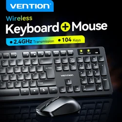 Vention Office Home Wireless Keyboard And Mouse Set Support English Spanish Computer Business Office Gaming Key Mouse Cover Kit