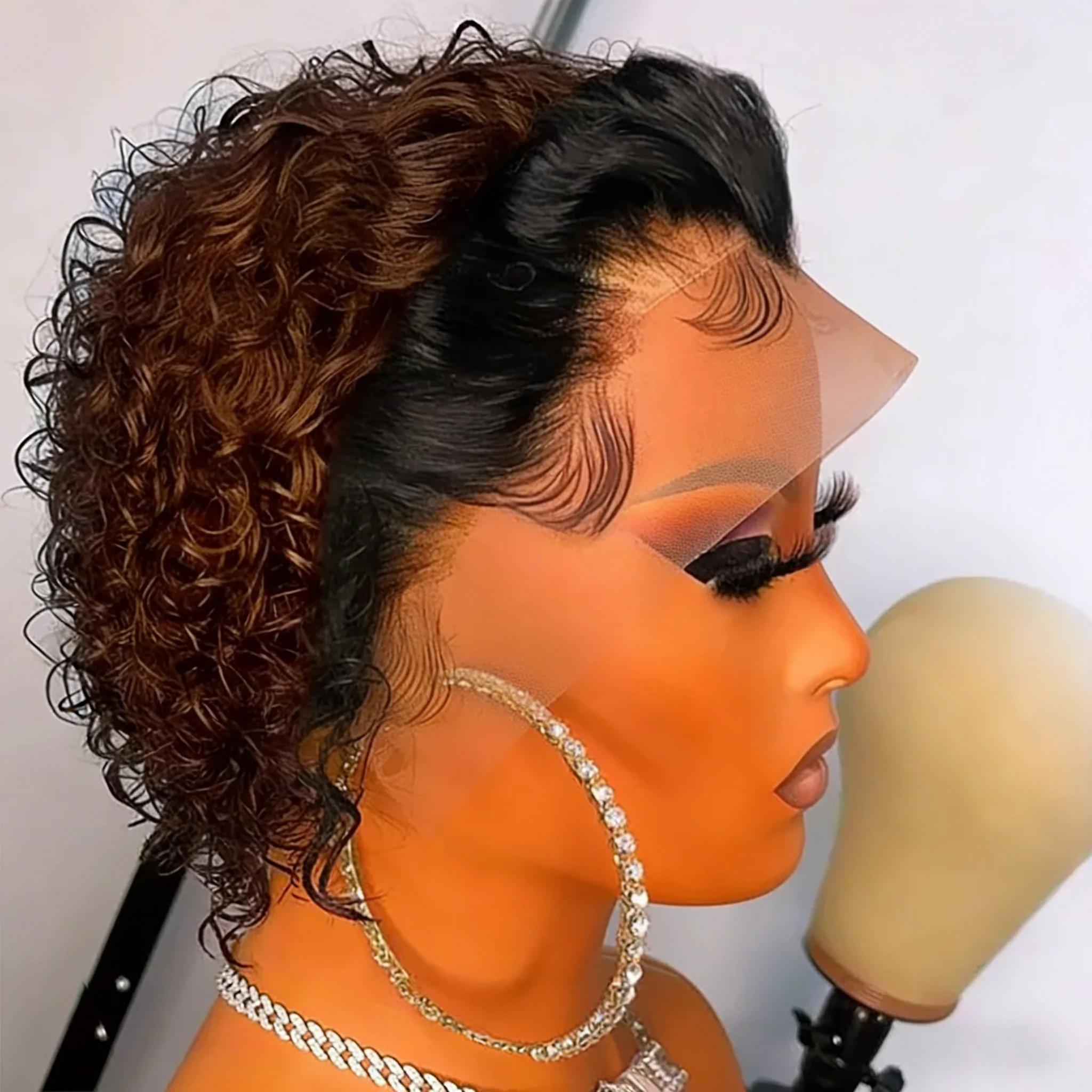 

Короткий парик с стрижкой пикси, вьющийся парик из натуральных волос на кружеве спереди, 13X4, предварительно выпущенные парики на шнурке для женщин, парик