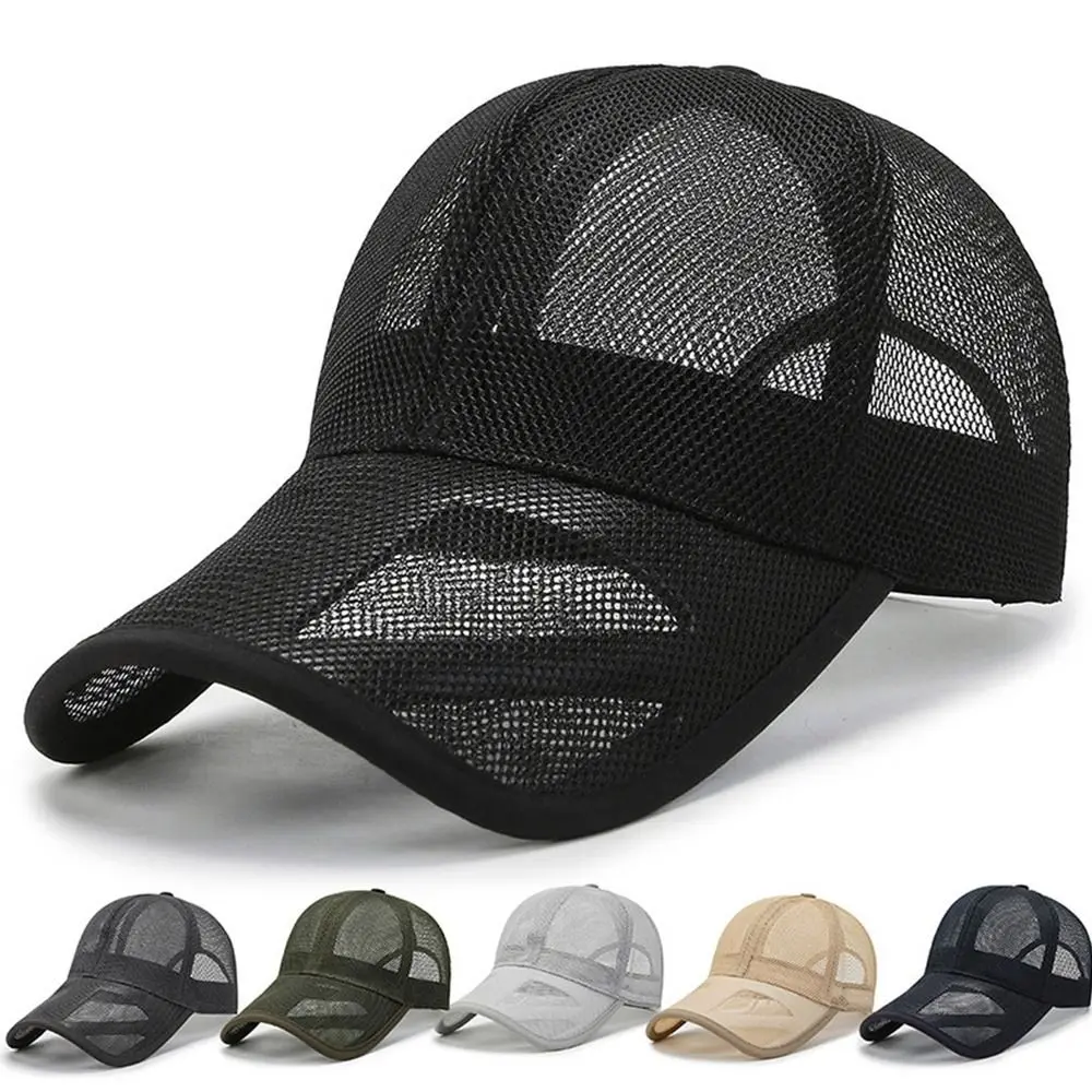 Summer Full Mesh Baseball Cap Unisex Trucker Cap Trucker Caps Men Fishing Hat Quick Dry Golf Running Hat Adjustable Snapback Hat