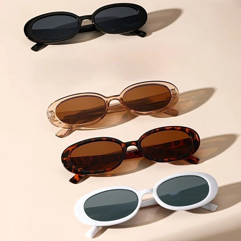 4 paia di occhiali ovali stile bohémien da donna Y2K Trend montatura in plastica colorata accessori moda quotidiana