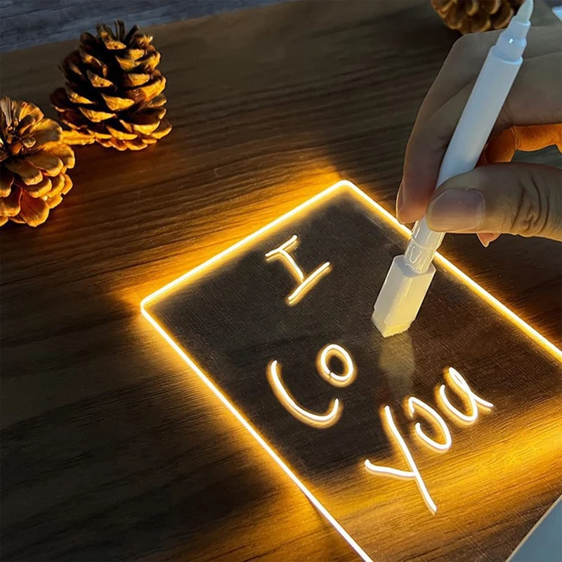 Handwritten DIY LED 3D Night Light Acrylic Desktop 3W Decorative Night Light Bedroom Bedside Light Creative Festival Gift