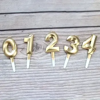 3D金色鑽石數位蠟燭 大型生日蛋糕裝飾 結婚週年紀念派對裝飾 家居慶祝用品 10 最佳銷售 金色蠟燭 - №2