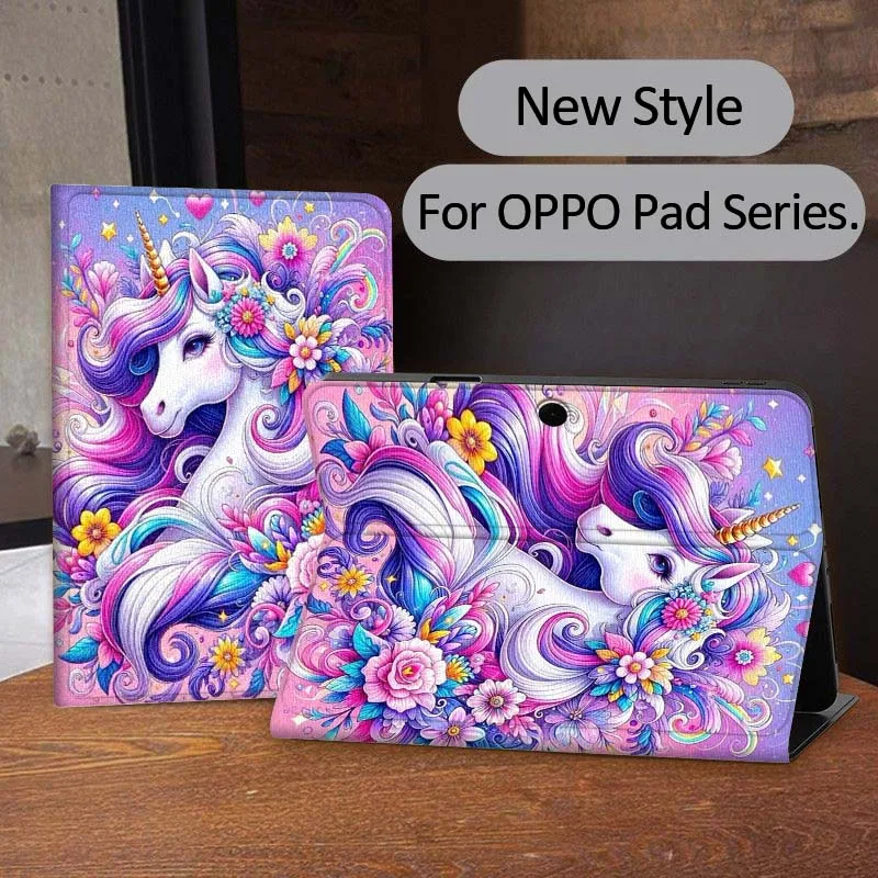 

Unicorn design pattern Tablet Case For OPPO Pad 2 3 4 11 SE X Air 2 Neo Pro 12.1 10.36 11 11.4 13.2 Inch