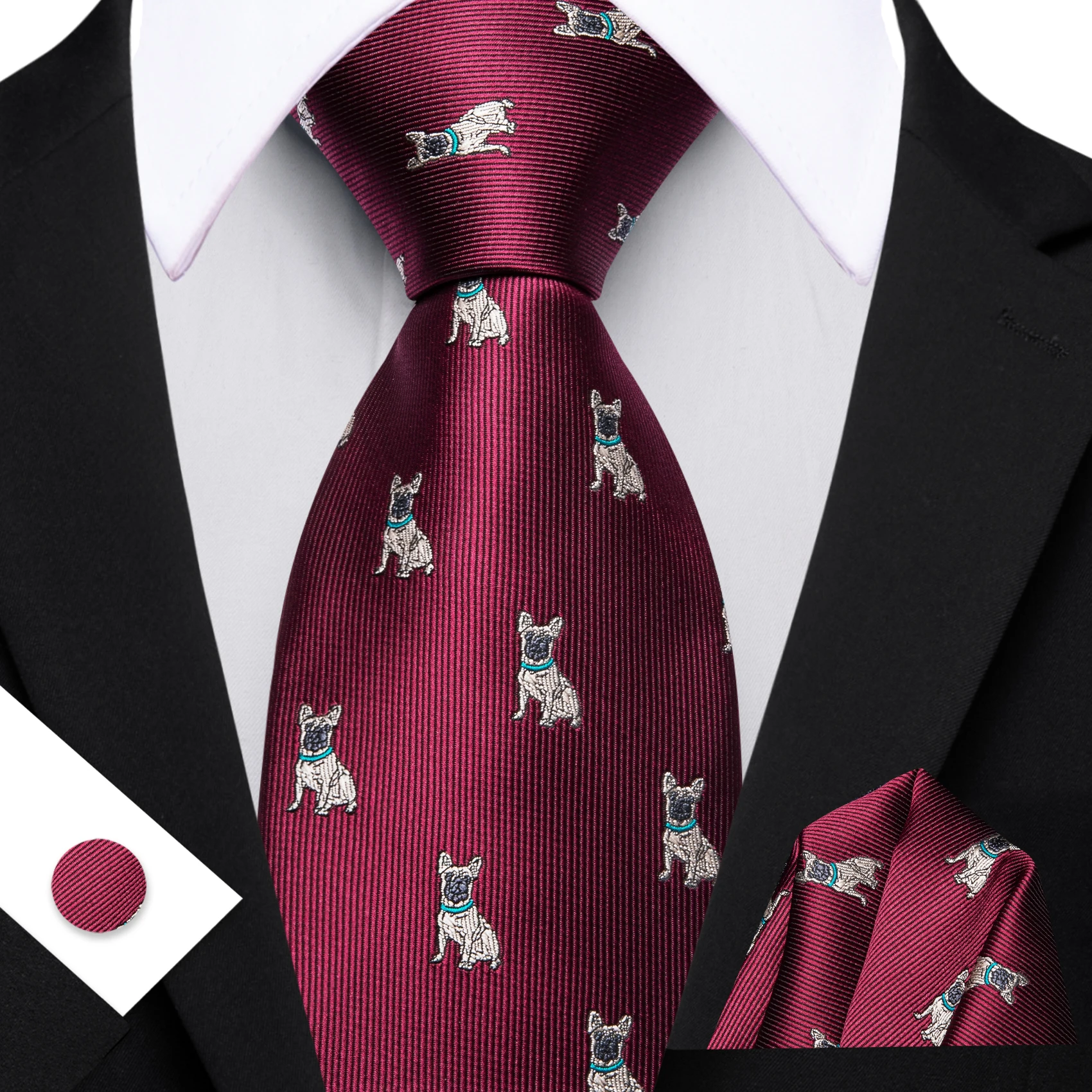 Plaid Solid Novelty Mens Necktie Set 3 Piece, With Pocket Square Cufflinks For Casual Formal