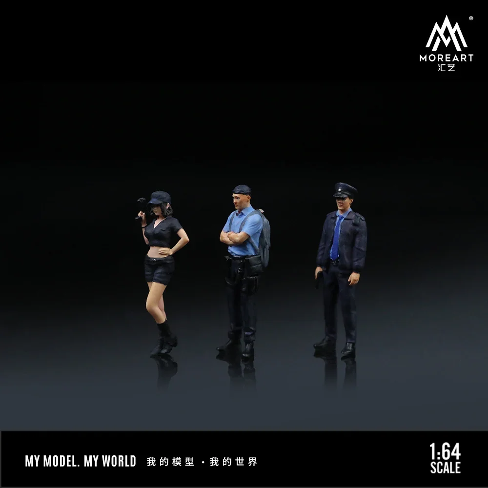 Más arte 1:64 Conjunto de figuras de acción de hombre y mujer de policía, modelo de figura decorativa de resina para regalo, exhibición y colección