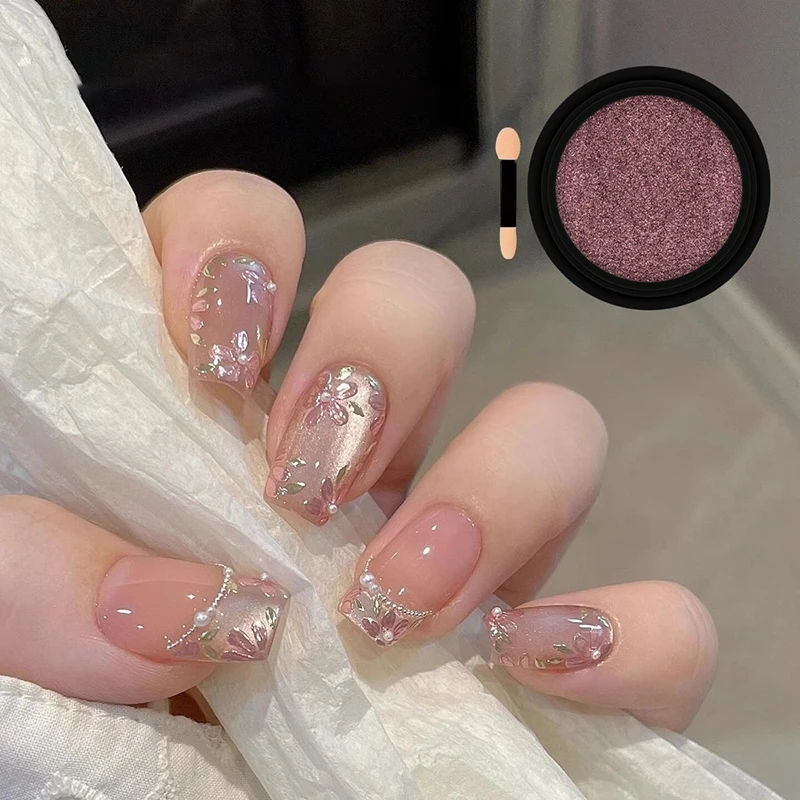 1 doos magische spiegel nagels poeder glitter stof chroom poeder metalen nagelverbetering aurora poeder nageldecoratie