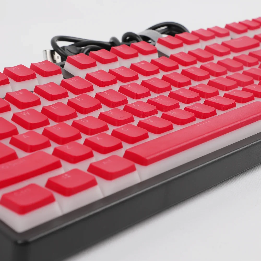 

Pudding Red Keycaps PBT Dye Sub 129 Keys OEM for 61 87 104 Mechanical Keyboard AKKO Fun60Pro Anne Pro 2 Game PC