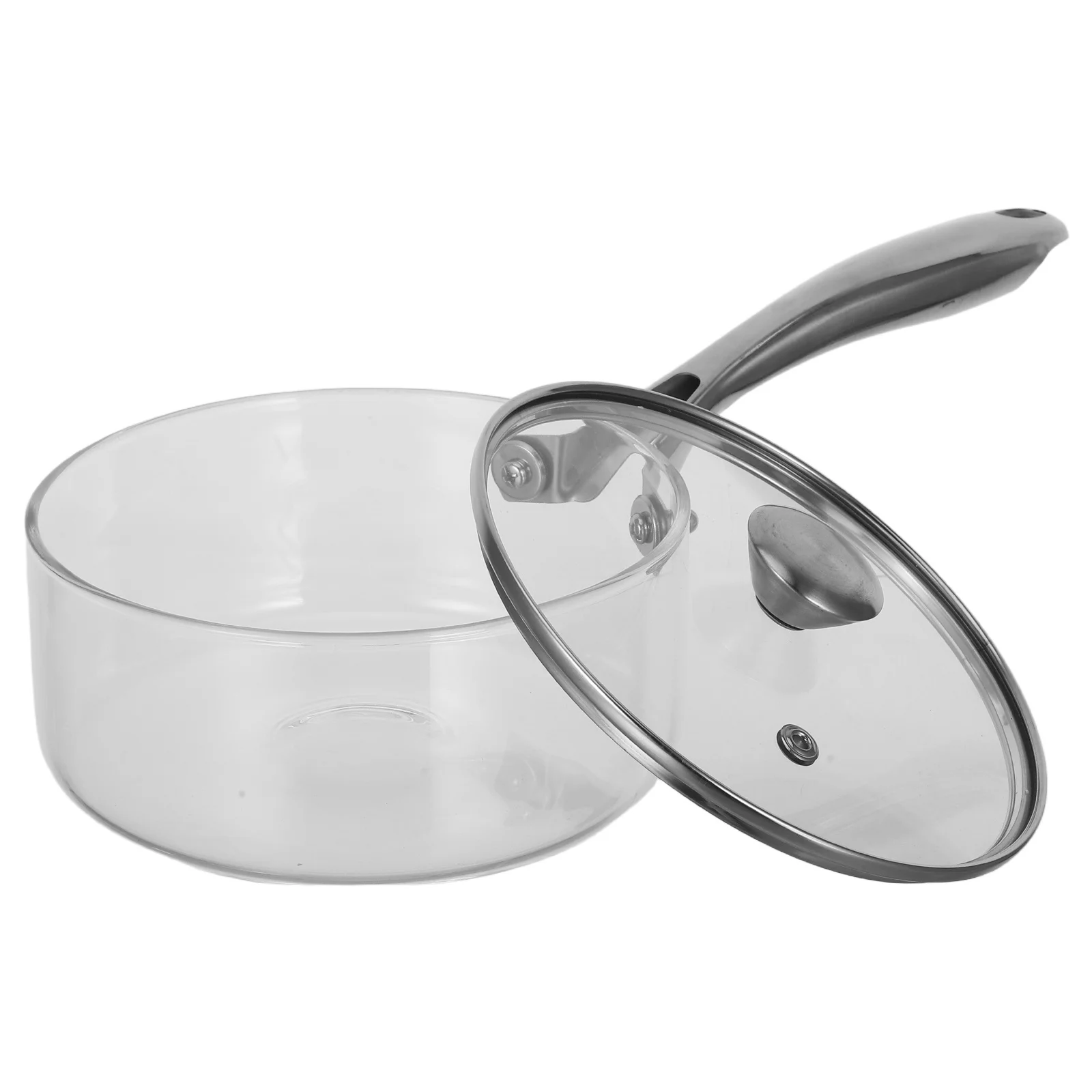 

Small Glass Saucepan Stainless Steel Handle High Borosilicate Lid for Soup Noodles Milk Cooking Pot Electric Stovetop