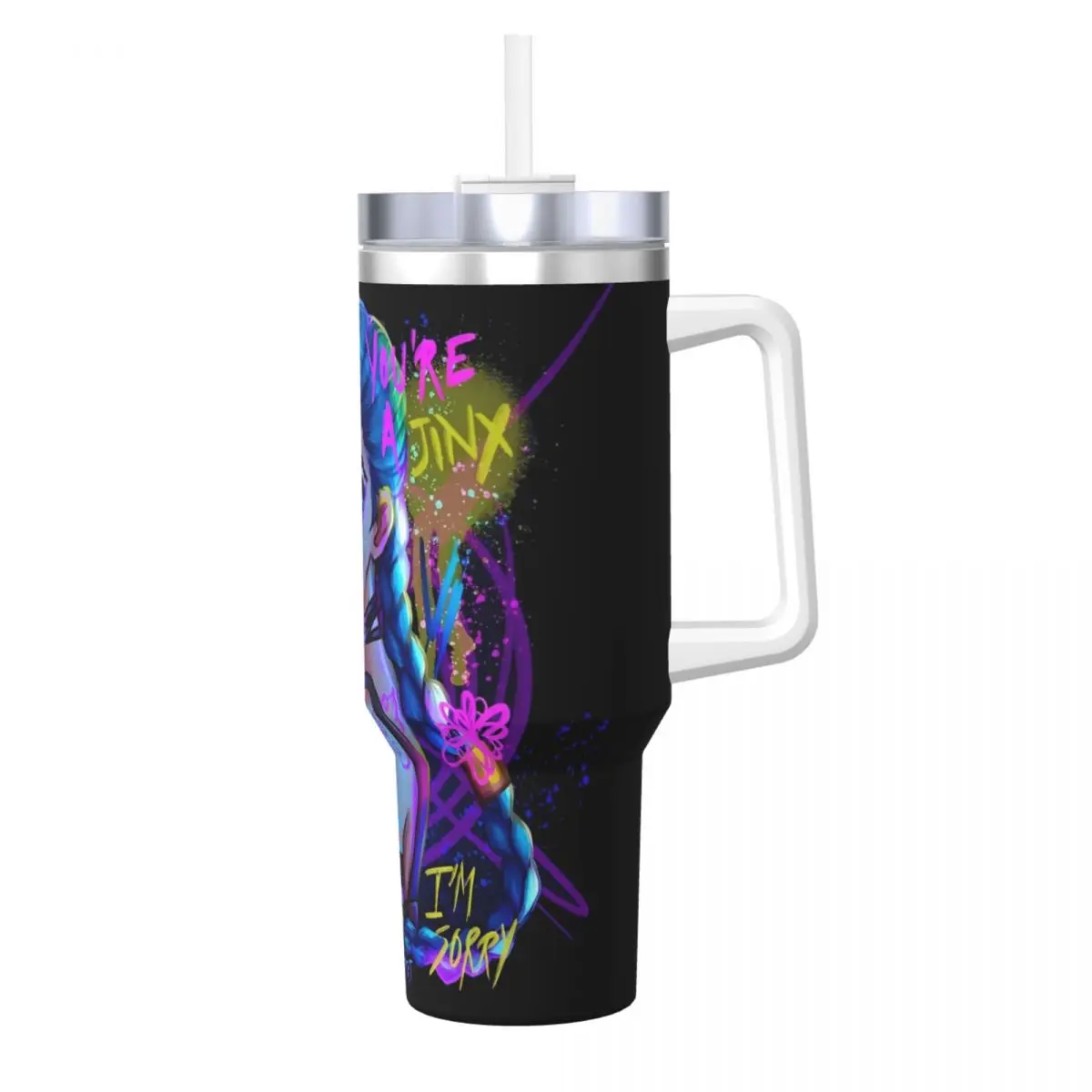 Jinx Stainless Steel Tumbler gaming Travelist Car Mugs Large Coffee Mug Keep Heat Hot Drinks Milk Tea Water Bottle