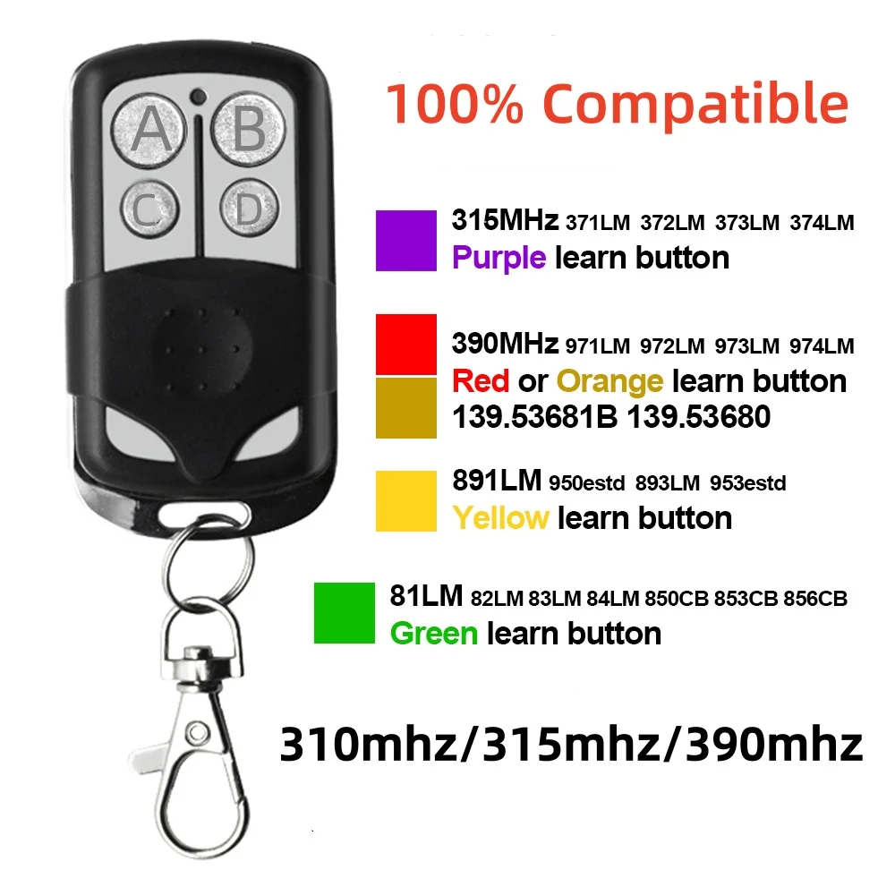 

For 315-390mhz 893MAX Remote Control Garage Door Opener 4 Button For 891MAX 892MAX 890MAX 895MAX 891LM 892LM 893LM