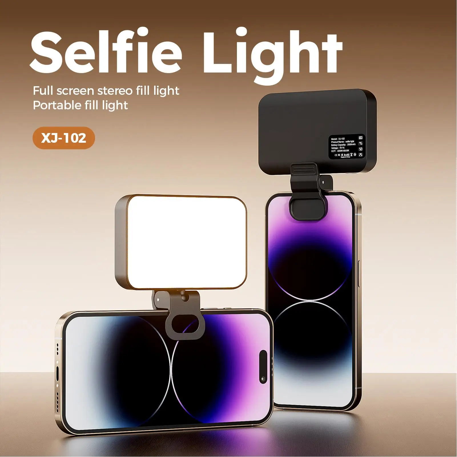 Portable Phone Selfie Light Rechargeable 3 Color Modes Adjustable Brightness Clip-on LED Light For Makeup Vlogging Live