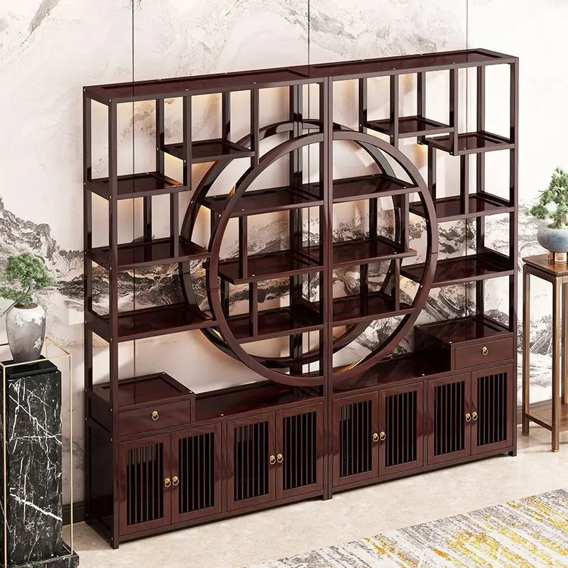 

Chinese Bogu frame solid wood office antique display cabinet tea set tea rack ornament