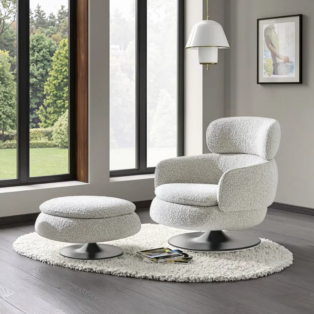 Italian Style Armchair Luxury Villa Living Room High Backrest Fabric Swivel Leisure Lounge Accent Chair Sofa Chair