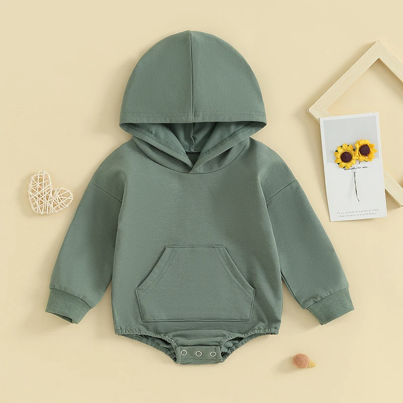 SHUING Infant Baby Boys Girls Clothes Long Sleeve Hoodie Romper Crewneck Bubble Sweatshirt  Fall Outfit