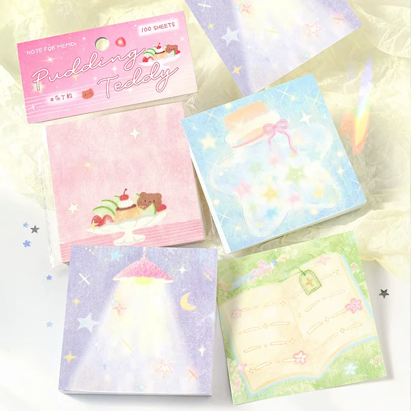 MINKYS Cute 100 Sheets Flowing Light Memo Craft Paper for Diary Album DIY Journal Decorative Paper