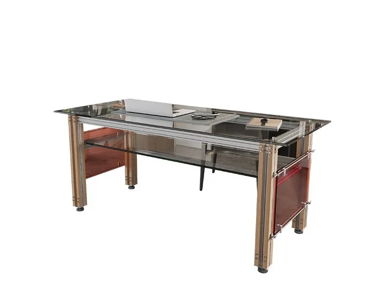 Computer desk Aluminum profile Tempered glass desk Office computer desk