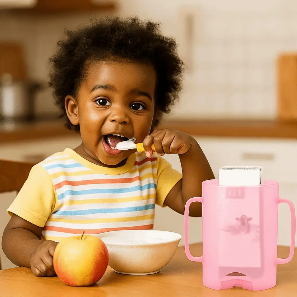 

Plastic Squeeze Pouch Holder Comfortable Squeeze Proof Food Pouch Holder Reusable with Handle Juice Box Holder for Baby