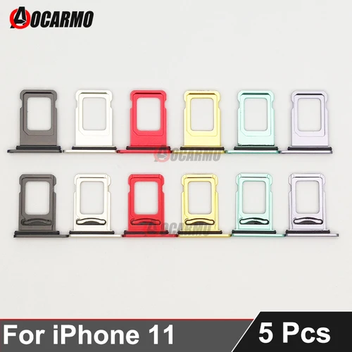 5 개/몫 아이폰 11 SIM 카드 트레이 서랍 홀더 단일 듀얼 슬롯 교체 부품 