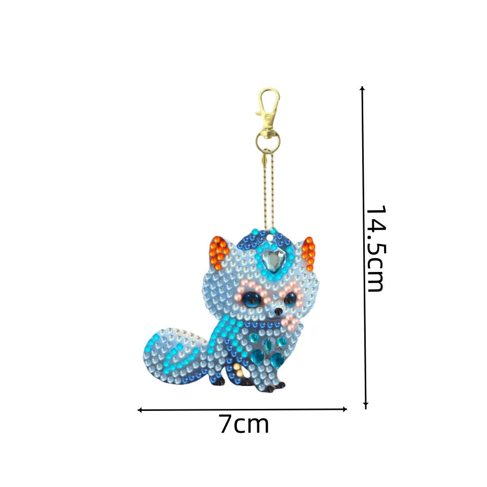 Handmade DIY Full Diamond Pendant Acrylic Keychain Sticker Diamond Painting Double Sided Animal Decoration Keychain Gift